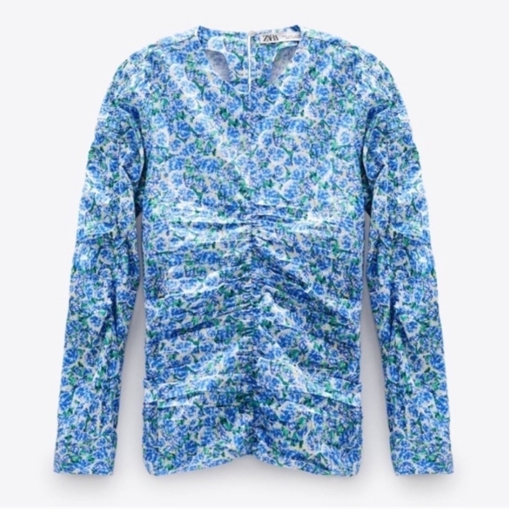 Zara Ruched Long Sleeve Blouse